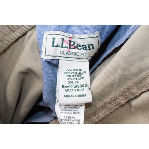 LL Bean Comfort Stretch Dock Pants Classic Fit Straight Leg Khaki XXL 34" - Picture 4 of 10